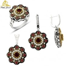 Gümüş Otantik Taşlı Set